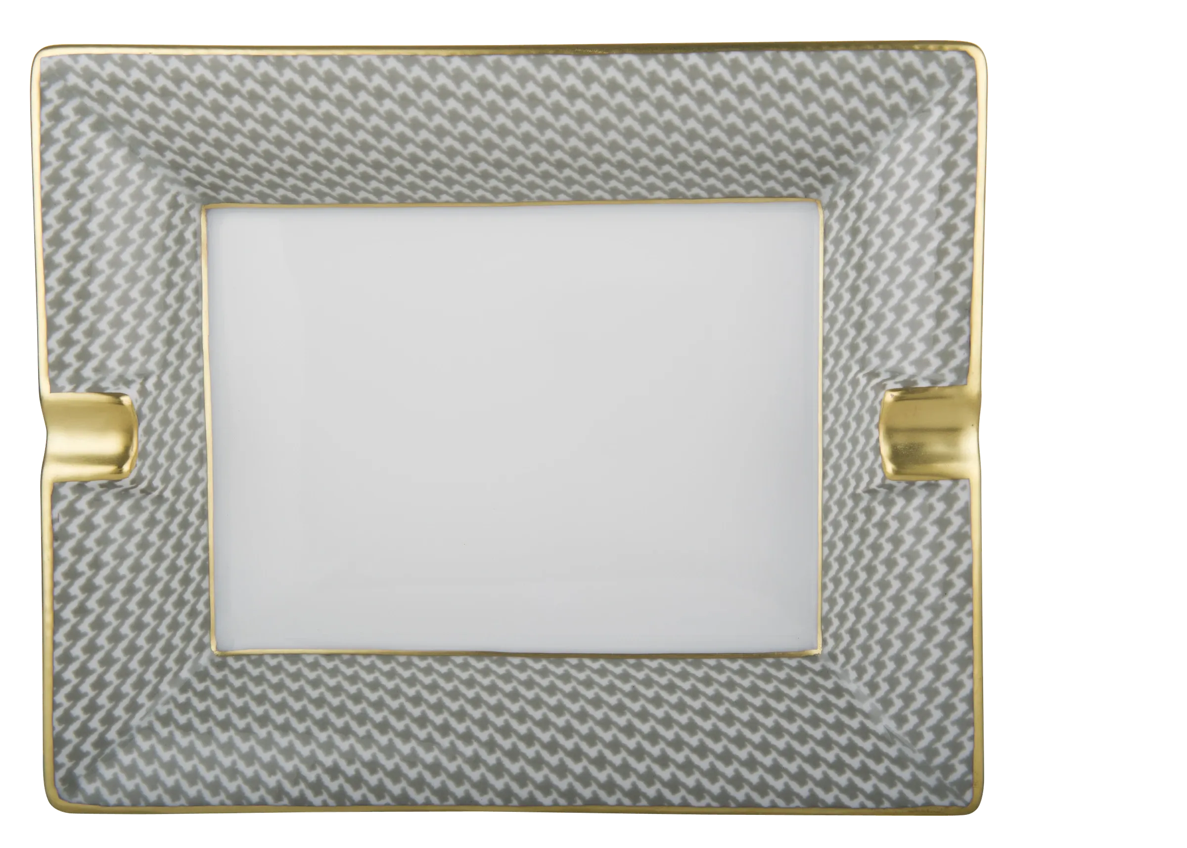 Rectangular ashtray, colored rim 19×16 cm, Pied-de-Poule collection